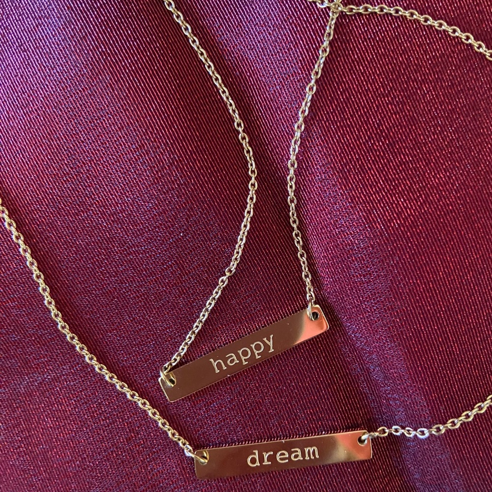 Jook and Nona Tag Necklaces, 18k Gold Plated